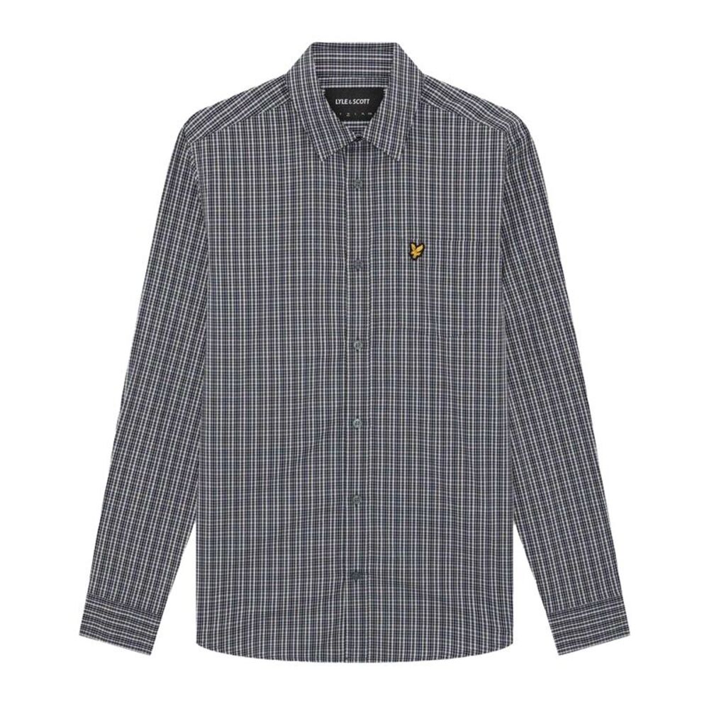 Lyle & Scott Mens Micro Checked Woven Shirt / Dark Navy